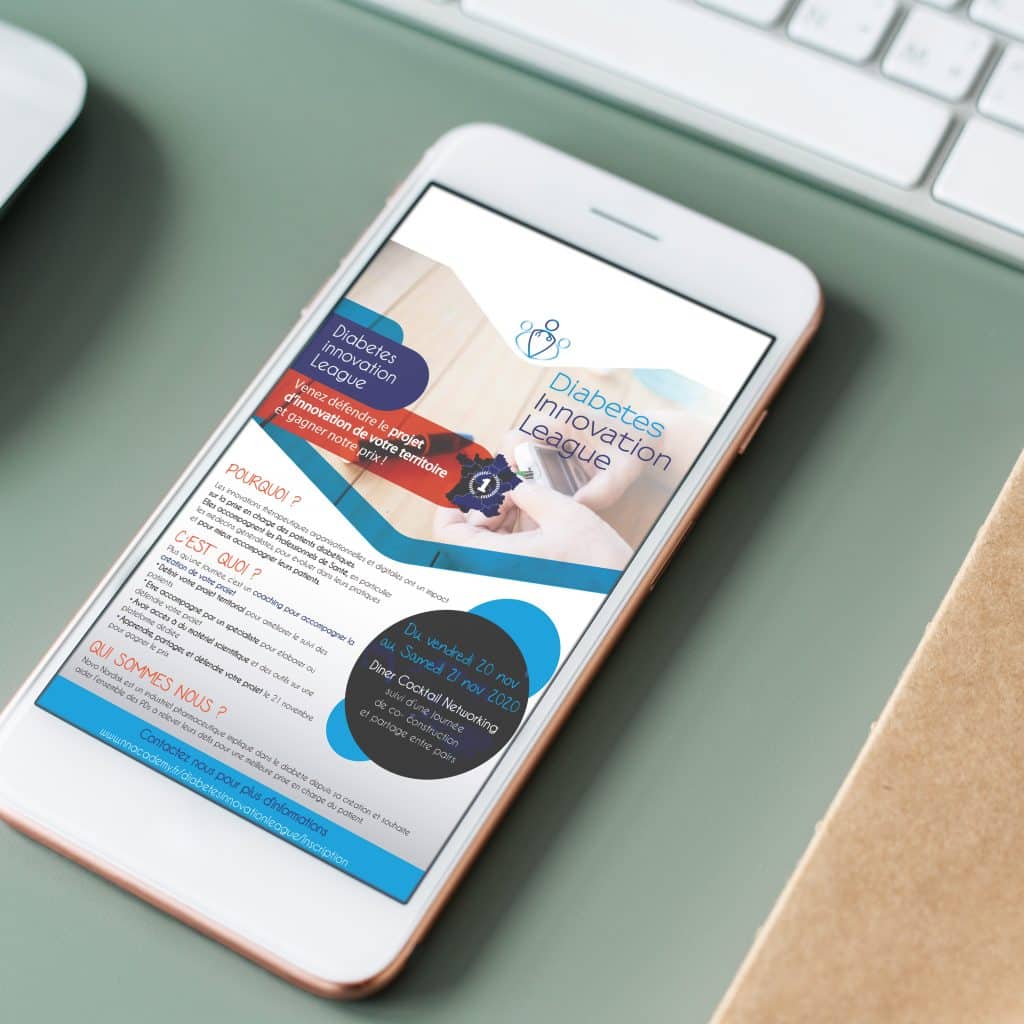Prestation d'infographie professionnelle à Dijon et dans toute la Bourgogne, l'exemple du support web de Diabetes Innovation League